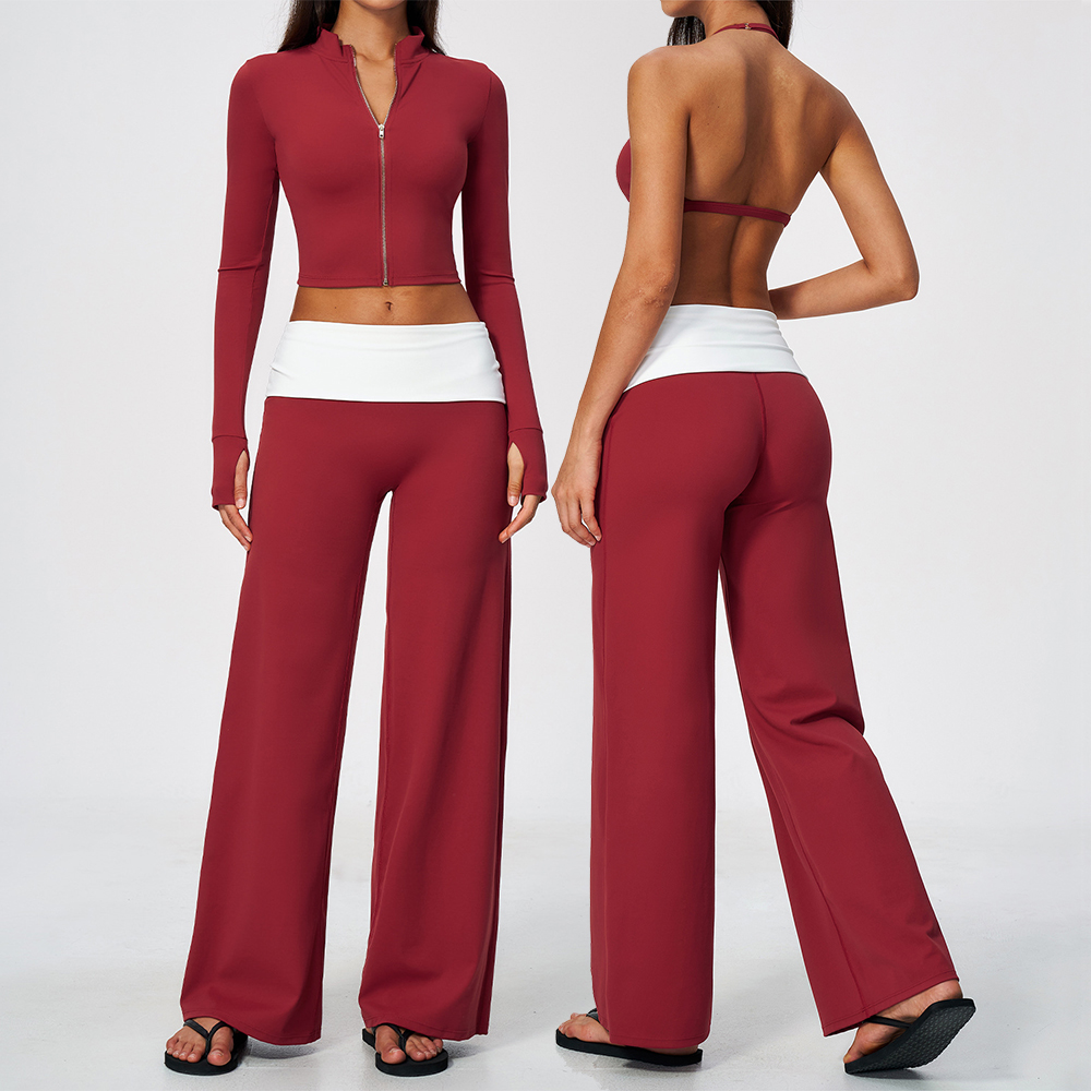 Yoga Fitness & Nutrition Llp - Zipjas, wijde broek, 2-delige yogaset, dames,