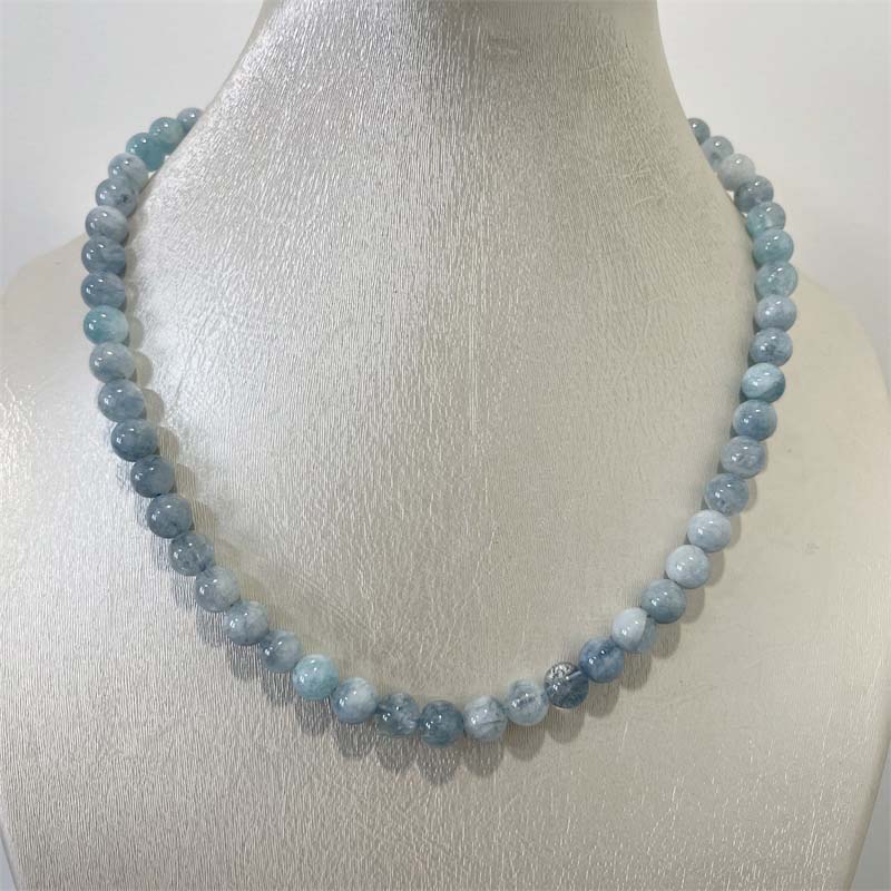 Yoga Health & Fitness Centre - 8MM Aquamarijn Jade Ketting Blauw Natuursteen