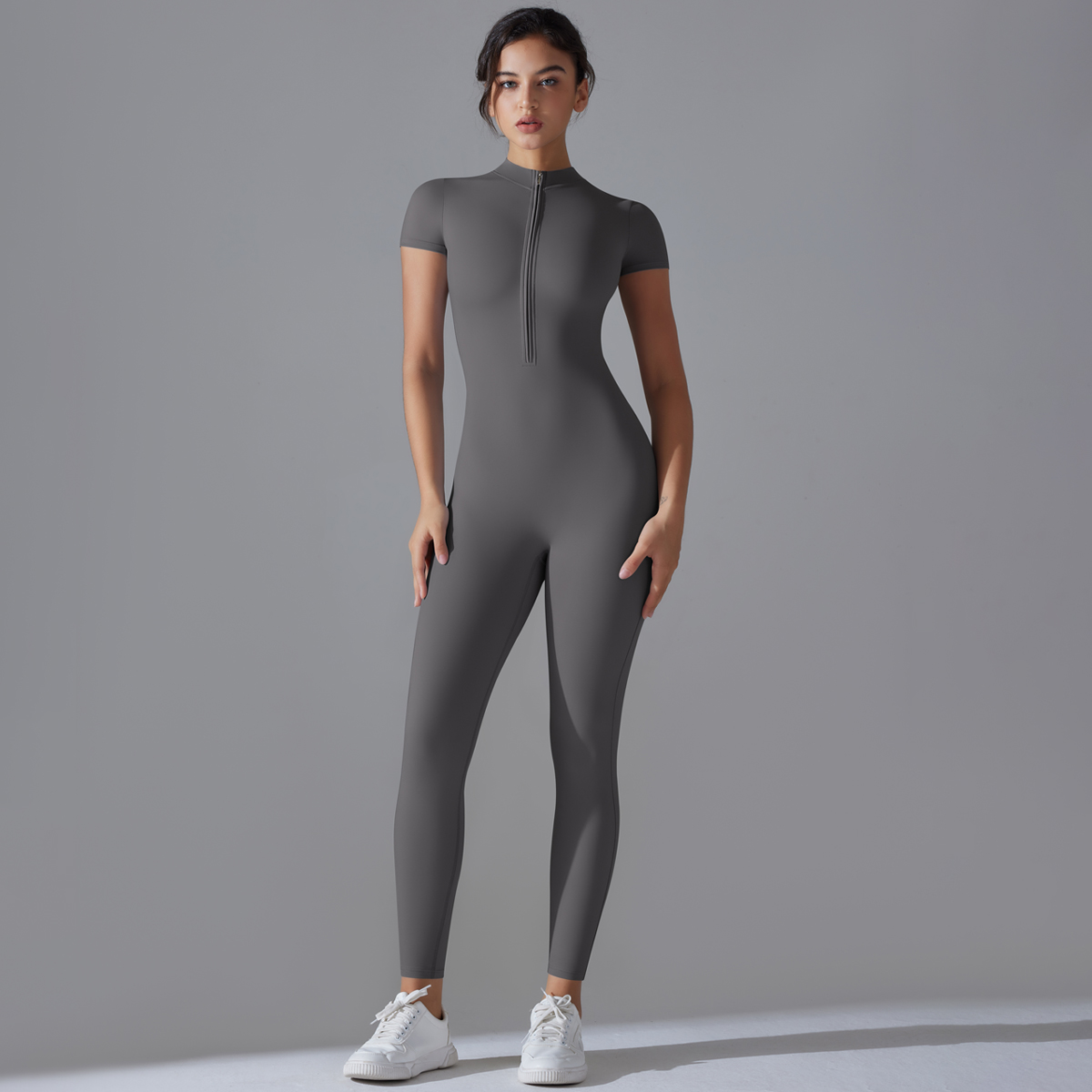 Yoga Fitness Jumpsuit - Yogaset Damesjumpsuits Eendelig pak Rits Korte