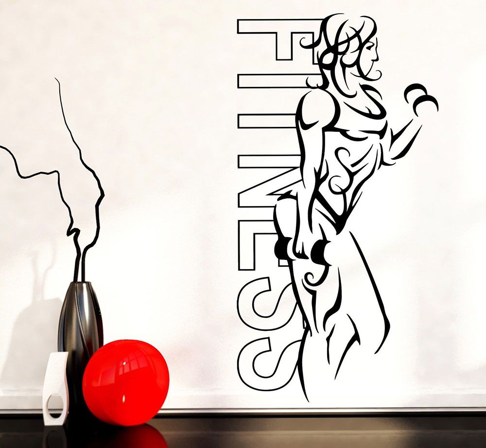 Yoga Health & Fitness Centre - Muurstickers Vinyl Fitness Meisje Vrouw Iron