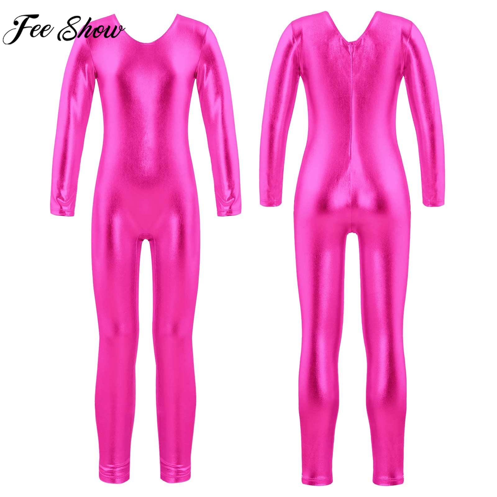 Yoga Fitness Jumpsuit - Meisjes lange mouw rits bronzing doek