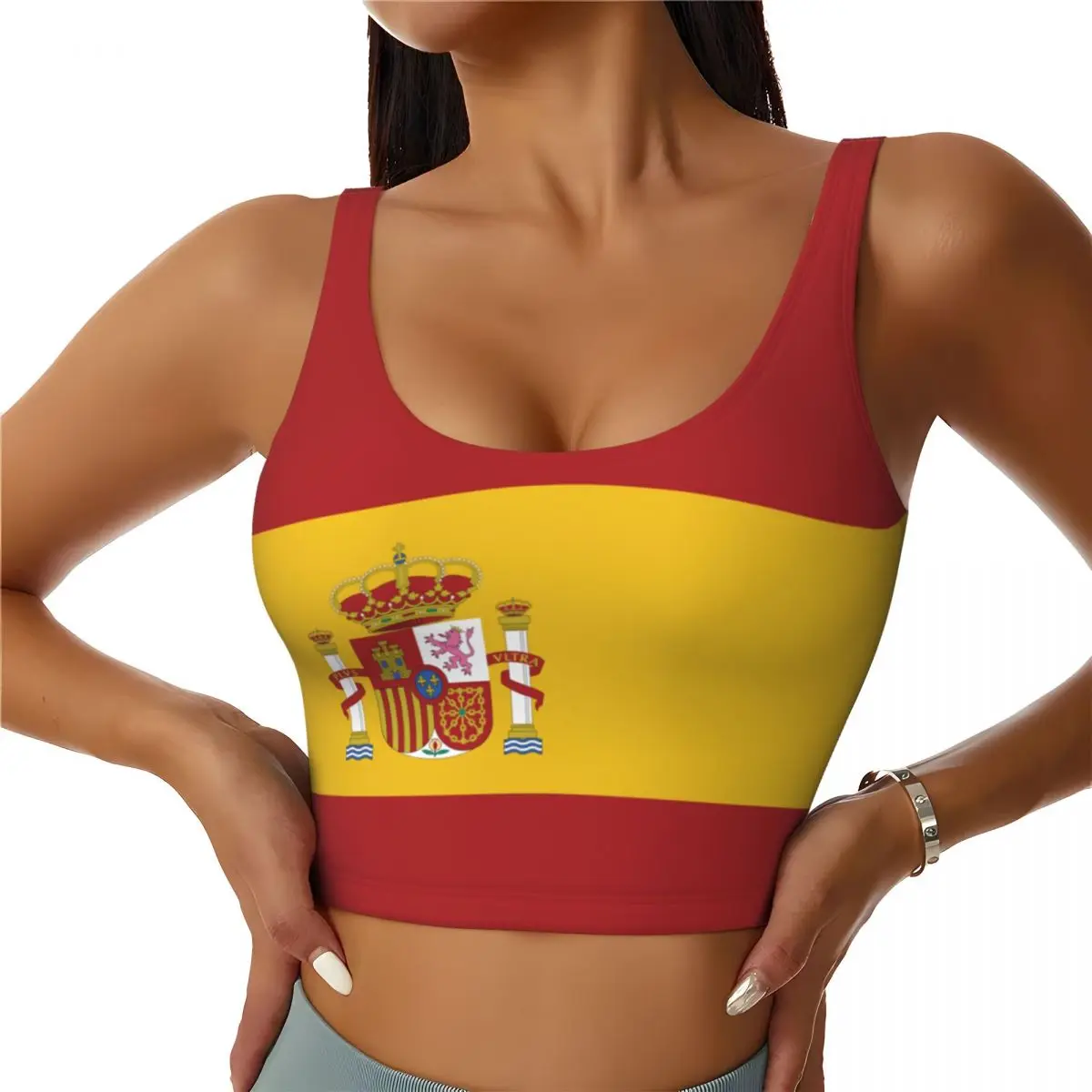 Yoga Và Fitness - Spanje Vlag Basic Tops Dames Samba