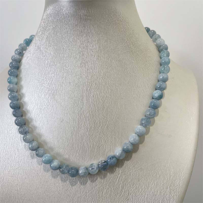 8MM Aquamarijn Jade Ketting Bl - Yoga Health & Fitness Centre recensie en prijs