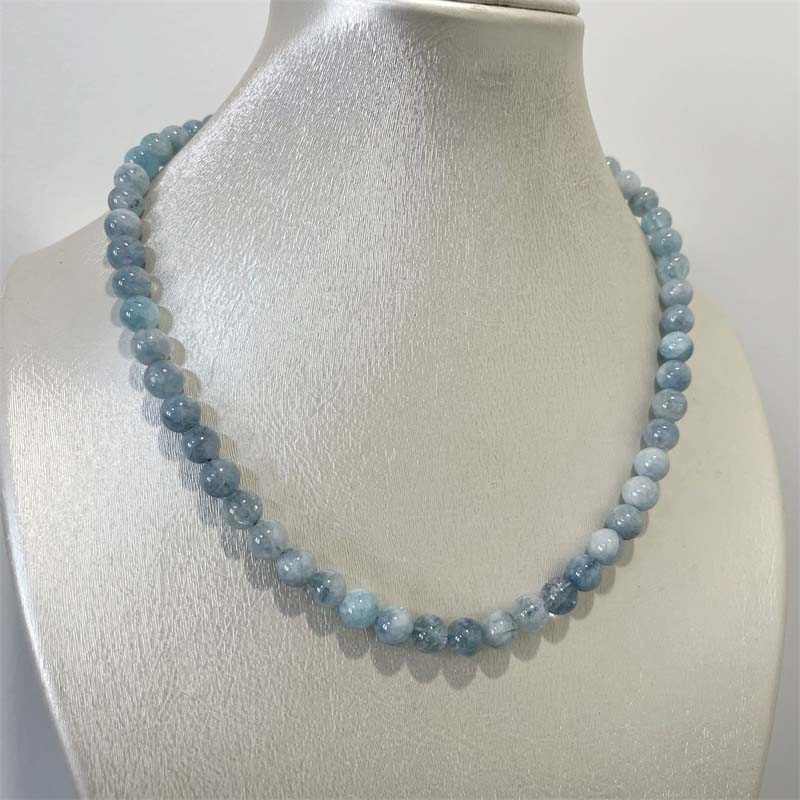 8MM Aquamarijn Jade Ketting Bl - Yoga Health & Fitness Centre recensie en prijs