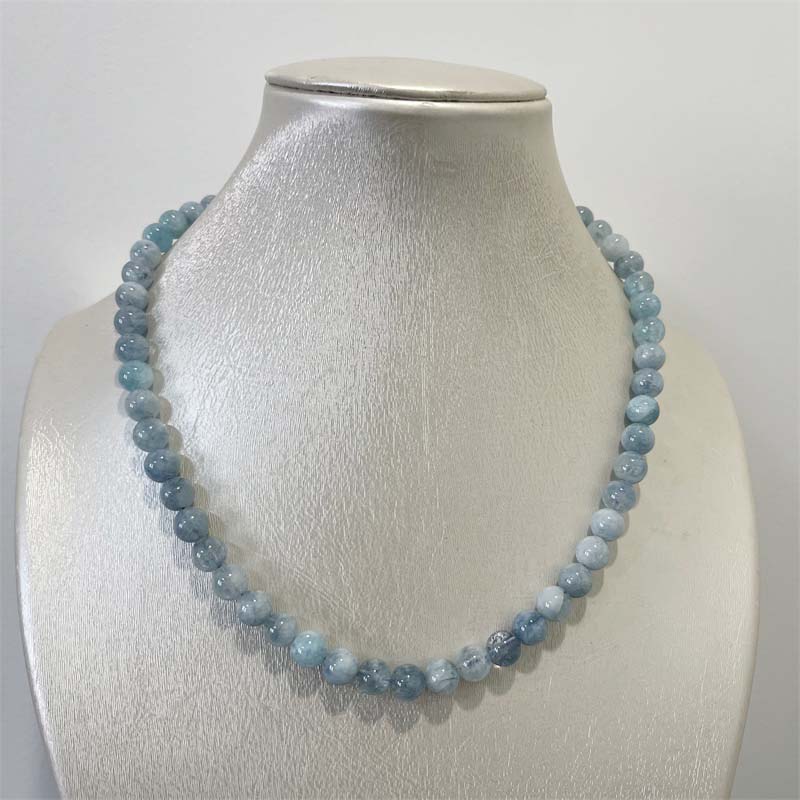8MM Aquamarijn Jade Ketting Bl - Yoga Health & Fitness Centre recensie en prijs